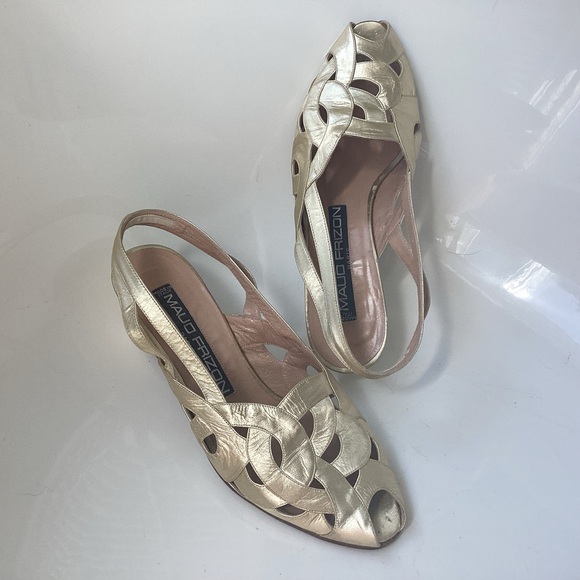 MAUD FRIZON Metallic Gold Slingback Heels - Picture 5 of 9